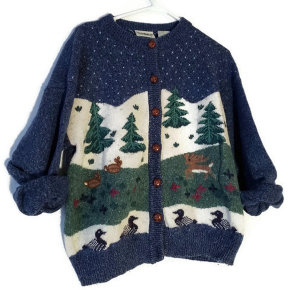 Northern Reflections Sweaters - Northern Reflections vintage forest 80s sweater
